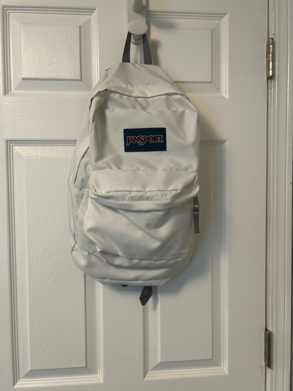 Jansport White Men's Backpack with Front Zip Pocket